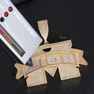 Lấp lánh 925 Bạc phòng thí nghiệm phát triển kim cương <span class=keywords><strong>zion</strong></span> Mặt dây chuyền Iced hip hop tuyên bố Vòng cổ cá nhân món quà trang sức người đàn ông phụ nữ IGI - Product Image 3