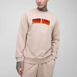 Ropa de calle de gran tamaño de alta calidad Sudadera básica de cuello redondo en blanco Logotipo impreso personalizado Sudadera con capucha y sudadera cálida de peso pesado - Product Image 1