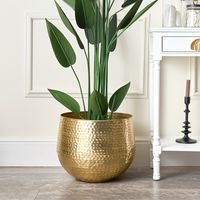 Jardinière d'extérieur en métal martelé de couleur cuivre, sculptée à la main, design industriel classique, écologique, toutes saisons, pour la maison et le jardin, 500g