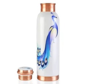 Elegant Blue Floral Printed Copper <b>Bottle</b> for Daily Hydration and Stylish Home Wellness with Premium Quality Craftsmanship - Product Image 6