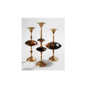 Juego de 3 centros de mesa de madera y aluminio, 3 piezas, decoración de mesa, diseño atractivo, centro de mesa de decoración de fiesta elegante chapado en oro - Product Image 1