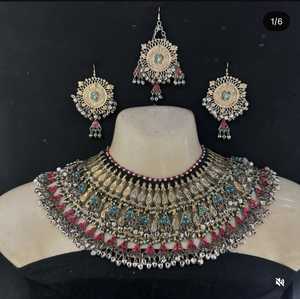 Diseñador profesional hecho a mano de 6 piezas tradicional afgano conjunto anillos gargantilla pendientes Bindi Tikka hecho de acero inoxidable para regalos - Product Image 3