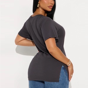 T-shirts pour femmes 100% coton de haute qualité à bas prix, prix de gros, vêtements longs avec motifs 3D, tissu de haute qualité - Product Image 2