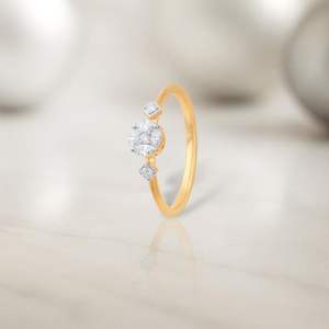 Forever Gleam Lab Grown Diamond Ring Elegant Timeless Anniversary Engagement Gift 18K <b>Yellow</b> Gold - Product Image 5