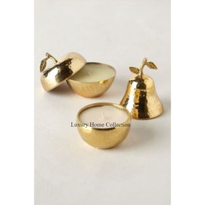 Nouveau porte-bougie géométrique en cire avec couleur or aspect brillant fait à la main ensemble de 2 accessoires décoratifs fournitures - Product Image 3