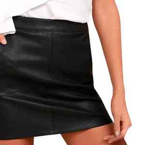 Femmes hiver Mini haute qualité en cuir véritable jupe confortable respirant brillant antistatique caractéristiques dernière Collection - Product Image 4