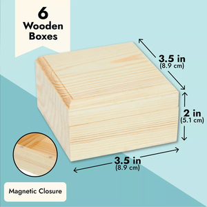 Cajas de madera de bambú hechas a mano al por mayor de Tienphong con tapas con bisagras, caja de madera magnética de pino para manualidades - Product Image 6