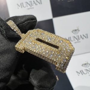 Colgantes de Moissanita VVS, Dijes con Certificación IGI, Estilo Hip Hop, Letra Personalizada, Corte Brillante, Microincrustaciones, Chapado en Oro, Plata de Ley, Unisex - Product Image 5