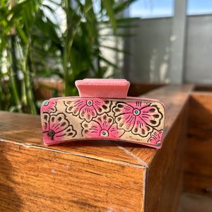 Pinzas para el pelo de cuero labrado a mano de alta calidad, accesorios para el cabello occidentales, venta al por mayor, pinzas para el pelo de cuero de vaca genuino Floral de lujo - Product Image 5