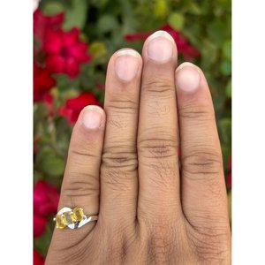 925 <b>Silver</b> Handmade Statement <b>Ring</b> with Yellow Sapphire Topaz Oval Cut Rhodium Plating for <b>Men</b> Everyday Wear - Product Image 3