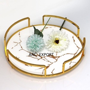 Hot Selling Wedding and Events Party Decoration Serving <b>Tray</b> and Stand Stylish Round Shape <b>Table</b> Decoration Food <b>Tray</b> From India - Product Image 3