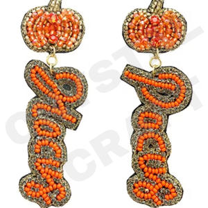 Boucles d'oreilles perlées noires serpent pour femme couleur orange blanc bleu patriotique pour mariage ou jour commémoratif - Product Image 5