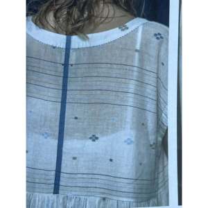 Vestido de Algodón TOSHNI - ECRU JAMDANI, Elegante, Talla Única, Diseño Original, para el Día a Día y Festividades, Transpirable, Sostenible, Cintura Natural, Tallas XS-XL - Product Image 3