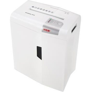 White/Silver HSM X10 P-4 Particle Cut Shredder for <b>Paper</b> Staples <b>Paper</b> Clips Credit Cards CDs/DVDs - Product Image 1