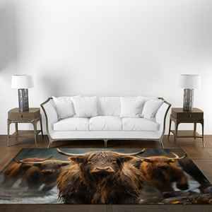 Tapis imprimé avec motif de bovins des Highlands écossais : un essentiel pour la décoration de la ferme, avec un tapis moelleux à poils longs - Product Image 4