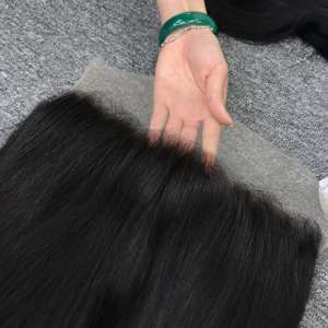 Venta de cabello humano de color negro Frontal de encaje recto natural de alta calidad para mujeres de extensiones de cabello vietnamita - Product Image 4
