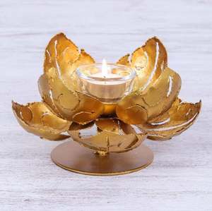 Support de bougie votive de luxe en acier doré pour table, pour l'intérieur et l'extérieur, pour bougies chauffe-plat, décoration pour la maison, l'hôtel, le bureau, les mariages et les fêtes - Product Image 2