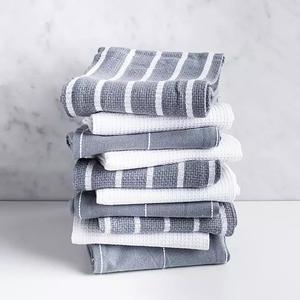 หลายสีผ้าฝ้ายอินทรีย์100% ตรวจสอบผ้าขนหนูครัวที่กำหนดเองในราคาที่เป็นกลุ่มที่กำหนดเองพิมพ์ดิจิตอล GOTS ใบรับรองขนาดมาตรฐาน - Product Image 3