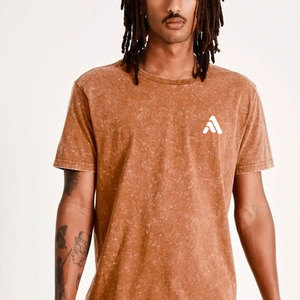 เสื้อยืดลำลองผู้ชายแบบใหม่ ล้างสีสไตล์วินเทจ ผ้าฝ้าย 100% เป็นมิตรต่อสิ่งแวดล้อม ระบายอากาศได้ดี แห้งเร็ว ออกแบบโลโก้ของคุณเองได้ - Product Image 5