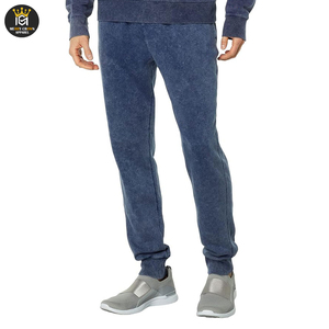 Manufacturer Made Custom Logo Acid Wash <b>Jogger</b> Long Drawstring Cotton and <b>Polyester</b> Breathable Acid Washed <b>Jogger</b> - Product Image 1