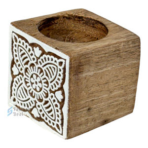 Support de bougie chauffe-plat rectangulaire en bois fait main et écologique (sans bougie chauffe-plat) – Impression 2 couleurs – Décoration d'intérieur pour fêtes - Product Image 4