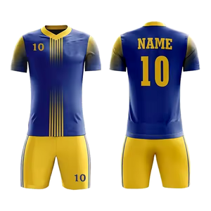 Men Top Quality Soccer Uniform Wholesale Unique Design Best Sublimation Blue Black Color Design - Product Image 4