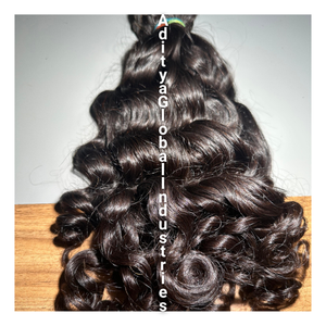 100% RAW BOUNCY ONDULADO SIN PROCESAR PAQUETES DE CABELLO HUMANO INDIO REMY TANGLE FREE EXTENSIÓN DE CABELLO CRUDO FABRICANTE HAIR KING INDIA - Product Image 1