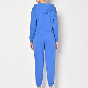 100% coton polaire haut court femmes à capuche à manches longues survêtements fabriqué en usine léger femmes survêtement - Product Image 2
