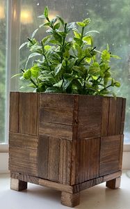 RUSTIQUE pot de fleurs en bois souhaitant bien jardinière arrière-cour décor de jardin créatif jardinières en bois écorce pots de fleurs jardin - Product Image 3