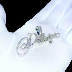 Pendentif Moissanite Style Hip Hop en argent sterling 925 diamants taille ronde pendentifs fins avec conception de lettres mignonnes - Product Image 6