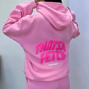 Sweat à capuche personnalisé sans ficelle pour femmes d'automne 3d logo Puff Print Hoodies - Product Image 6