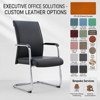 Chaise de bureau contemporaine en éponge noire à bras cantilever - Chaise de réception de conférence avec coussin épais et base en acier