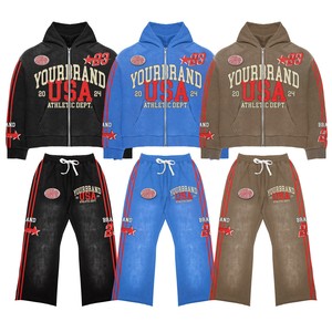 100% haute qualité propre marque noir hiver grande taille respirant écologique polaire Jogging survêtements ensembles sérigraphié Logo - Product Image 1