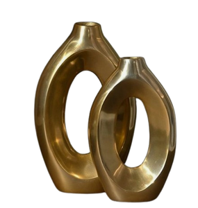 Recién llegado, Decoración de mesa, maceta de Metal, macetas de flores pulidas doradas, florero contemporáneo para sala de estar - Product Image 6