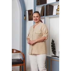 Chemise en fourrure de vison grande taille avec poche à rabat et détail en pierre - Product Image 2