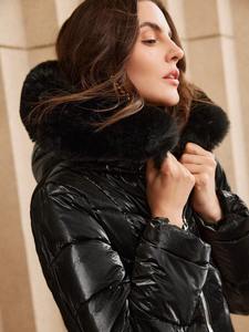 <b>Women's</b> Mid Length Hooded <b>Padded</b> <b>Coat</b> With Detachable Fluffy Trim Down Parka Puffer <b>Coat</b> Manteau Duvet - Product Image 3