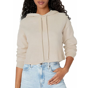 Vente en gros Service OEM Sweat-shirts respirants pour femmes et sweats à capuche courts Coton Polyester Décontracté devant délavé pour la saison d'hiver - Product Image 6