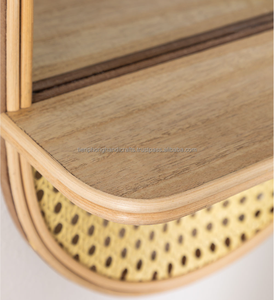 Espejo de pared de madera ovalado con estante, colgante de pared, decorativo, de madera, artesanías - Product Image 4