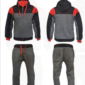 Ensemble de survêtement grande taille coupe-vent d'automne avec col à capuche et logo frontal, motif uni teint en pièce, respirant en polyester - Product Image 4