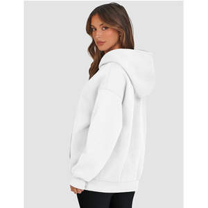 Sudaderas con Capucha de Moda Casual para Mujer, Tallas Grandes, Invierno, OEM, Logotipo Personalizado, Tejido de Color Sólido, Antipilling, Transpirable - Product Image 1