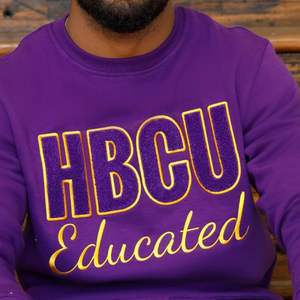 HBCU Que educado Chenille sudadera púrpura y oro bordado parche mezcla de algodón fraternidad griega Divine Nine HBCU ropa - Product Image 3