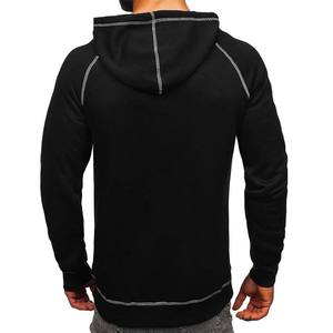 Sudadera con capucha negra suave con logotipo personalizado de mezcla pesada de puntada térmica - Product Image 2