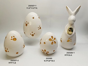 ของตกแต่งกระต่ายอีสเตอร์วินเทจ <span class=keywords><strong>กระต่าย</strong></span>เซรามิกสีขาวลายฉลุ พร้อมไฟ LED - Product Image 4