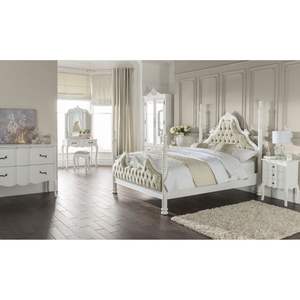 Cama clásica francesa de madera maciza en caoba tallada a mano Duco blanca Características - Product Image 2