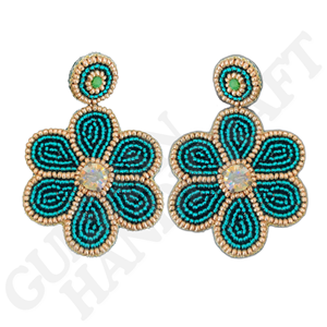 Pendientes temáticos náuticos multicolores hechos a mano, forma única bordada en tela de algodón de alta calidad, color azul y blanco - Product Image 6
