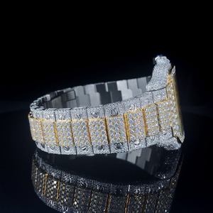 VVS Lab Diamond Watch Lujo Personalizar Hip Hop Skeleton relojes Reloj mecánico con oro amarillo correa de acero inoxidable CVD - Product Image 3