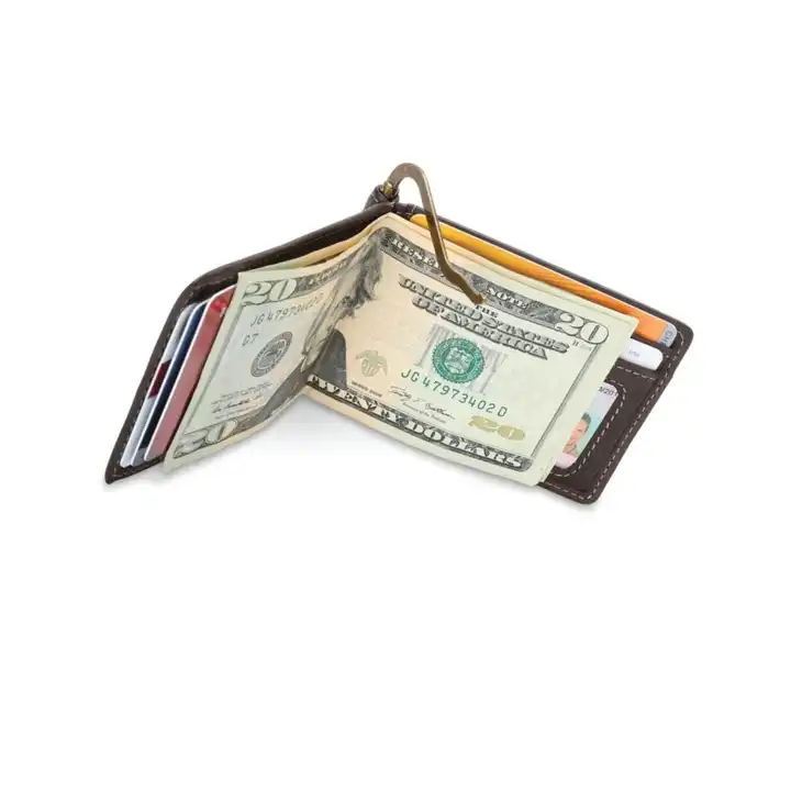Source Hot Sales Money Clip Wallets New Leather Custom Logo Metal