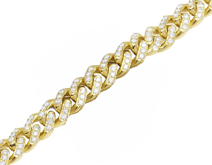 Cadena de eslabones cubanos chapada en oro amarillo en plata de ley S925 Moissanite Diamond Iced Out Hip Hop Collar de joyería de diamantes de lujo - Product Image 3