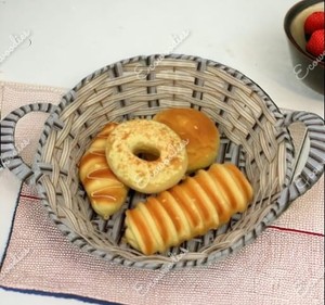 ตะกร้าขนมปังแบบเรียบง่ายทำจากหวายทนทานสำหรับตกแต่งตะกร้าหวายพร้อมที่จับตะกร้าผลไม้จิปาถะแบบพกพา - Product Image 3