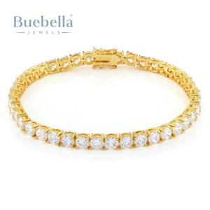 Men's 5mm Moissanite Tennis <b>Bracelet</b> with 925 Sterling <b>Silver</b> & 14k White Gold Plating Elegant <b>Bangles</b> - Product Image 1